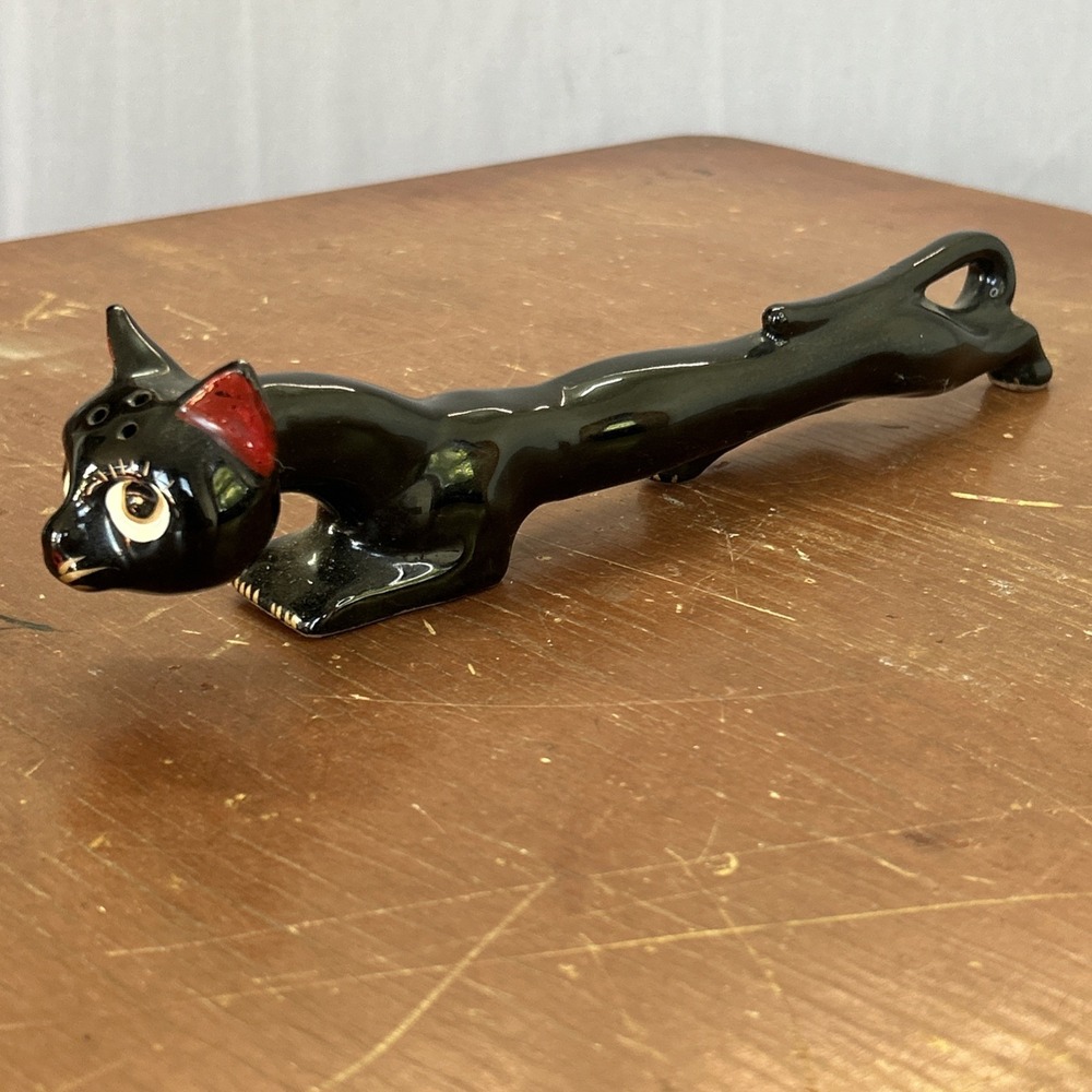 Vintage Stretch Cat Salt Shaker Mid Century Art Deco